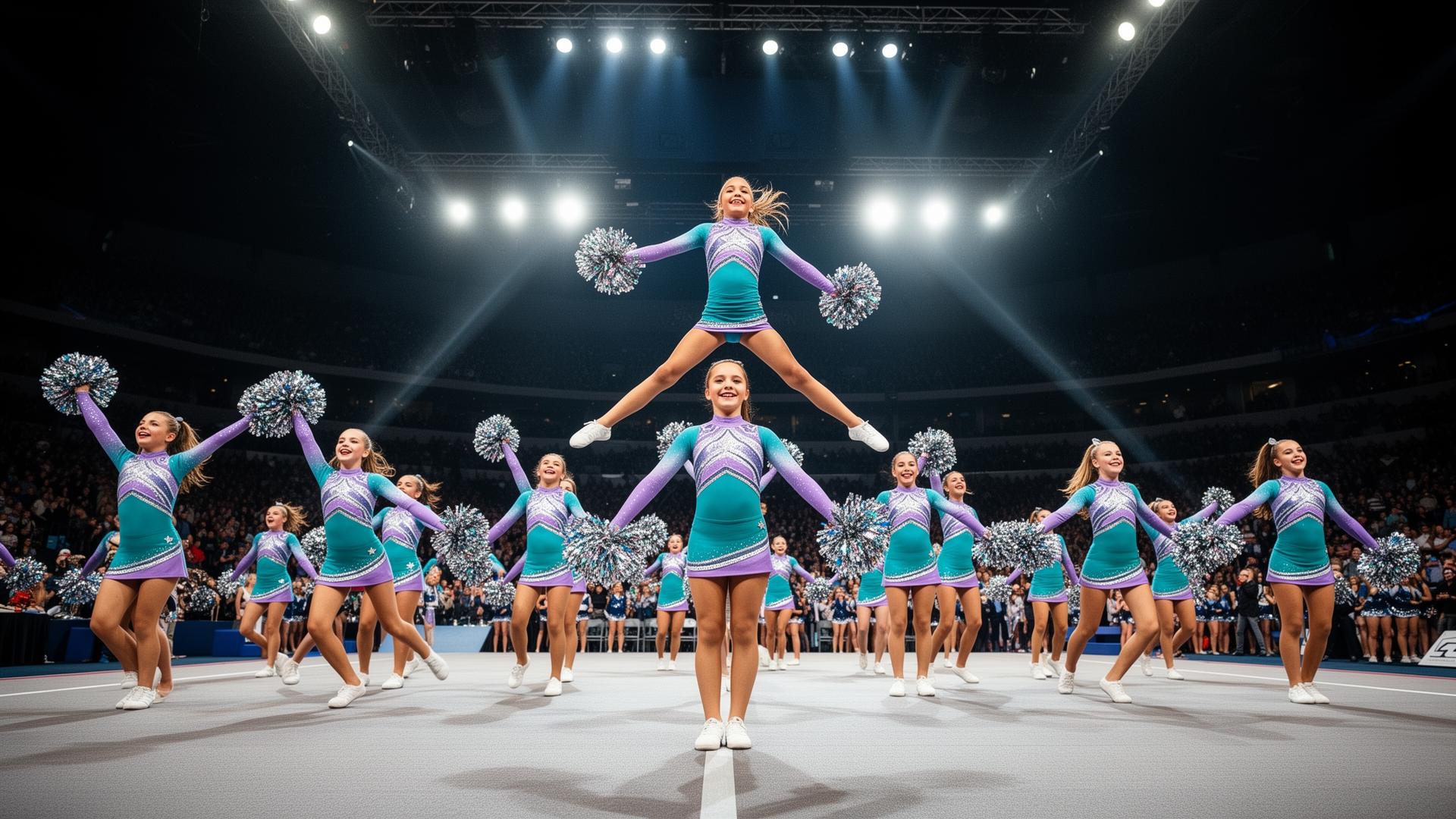 West Valley All-Star Cheer team performing a pyramid stunt
